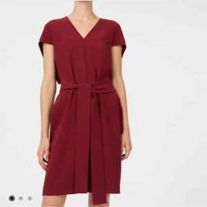 Club Monaco Burgundy Belted V-Neck Dress